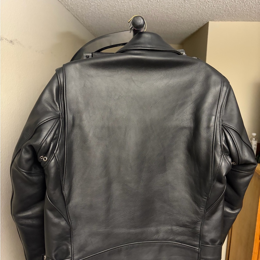 Schott NYC Black Leather Motorcycle Jacket - Picture 2 of 4